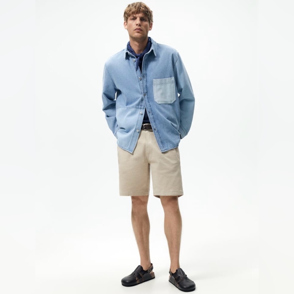 NWT ZARA Slim Fit Chino Shorts with Pockets 6917/439 COTTON/ELASTANE‎ Size 31